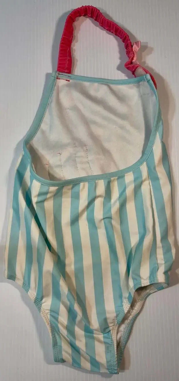 Mud Pie Girls Striped Flamingo One-Piece Swimsuit Size 4T